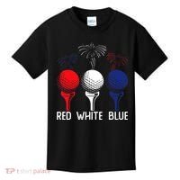 Golf Red White Blue Us Flag Patriotic 4th Of July Kids T-Shirt thumb 0