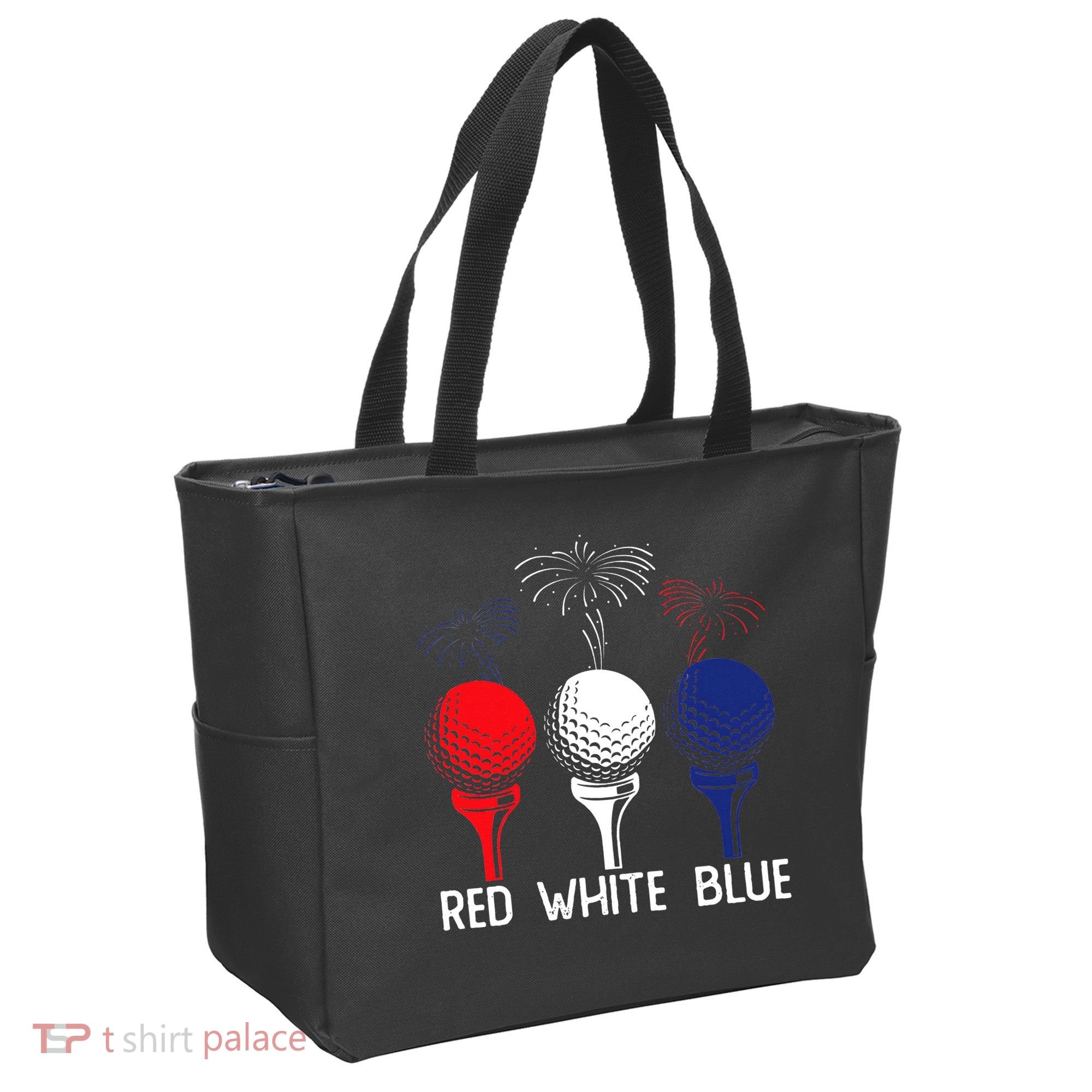 Golf Red White Blue Us Flag Patriotic 4th Of July Tote Bag