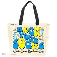 Groovy Rock Your Socks World Down Syndrome Awareness Day Tote Bag thumb 0