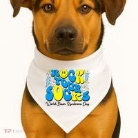 Groovy Rock Your Socks World Down Syndrome Awareness Day USA-Made Doggie Bandana thumb 1