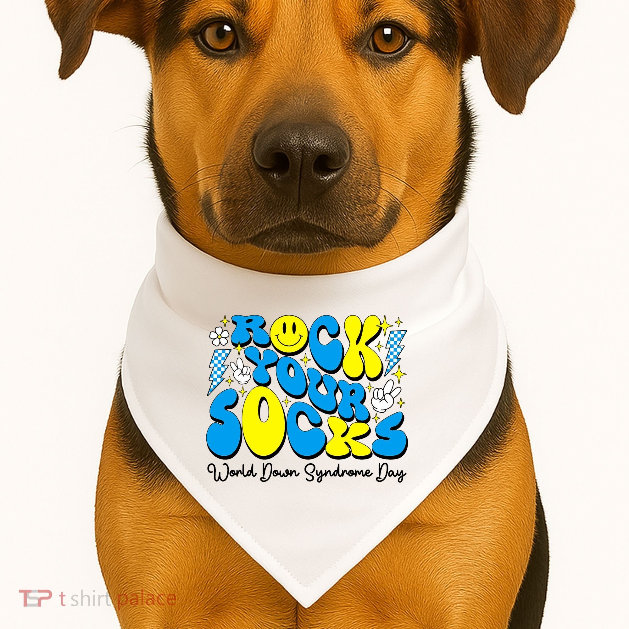 Groovy Rock Your Socks World Down Syndrome Awareness Day USA-Made Doggie Bandana