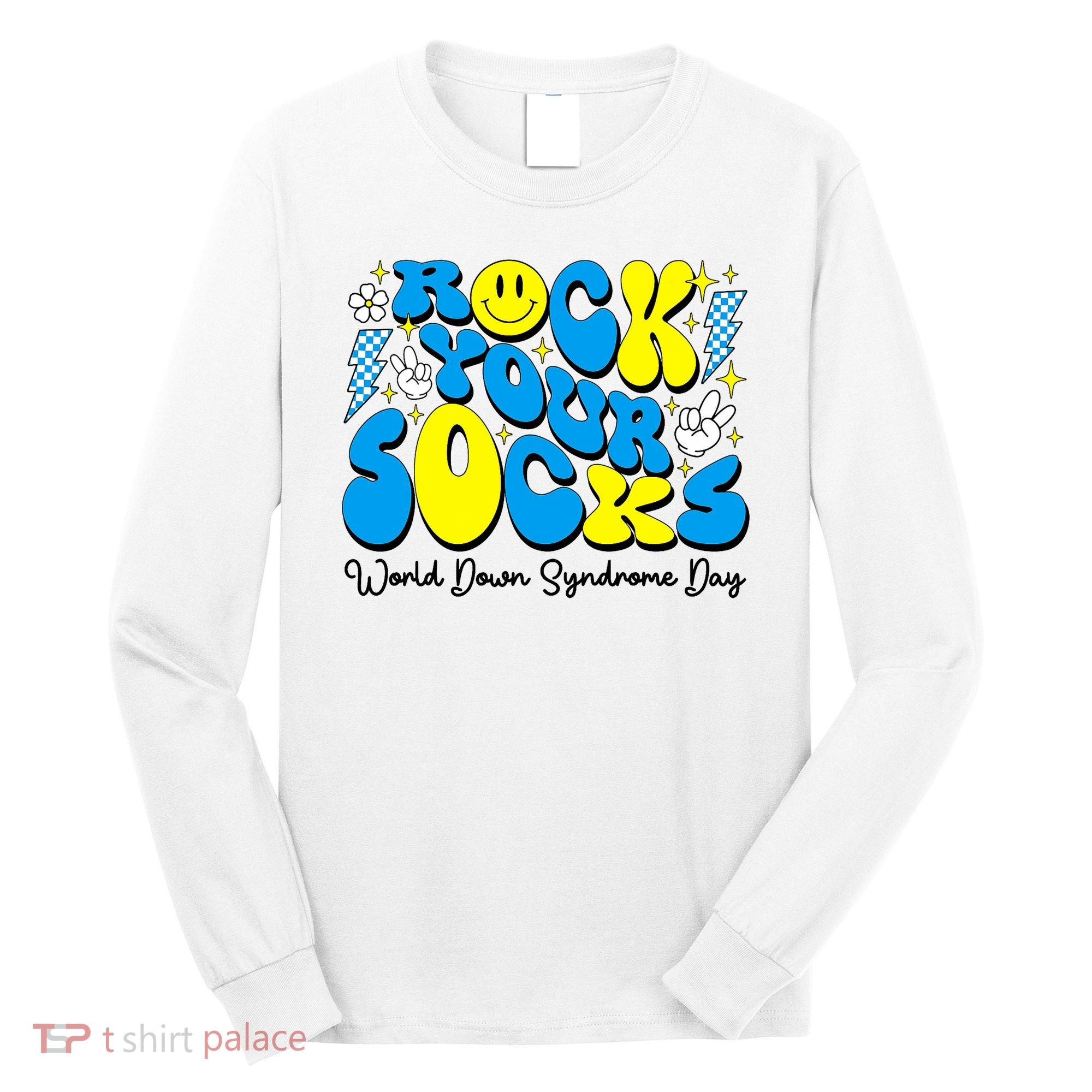 Groovy Rock Your Socks World Down Syndrome Awareness Day Long Sleeve Shirt