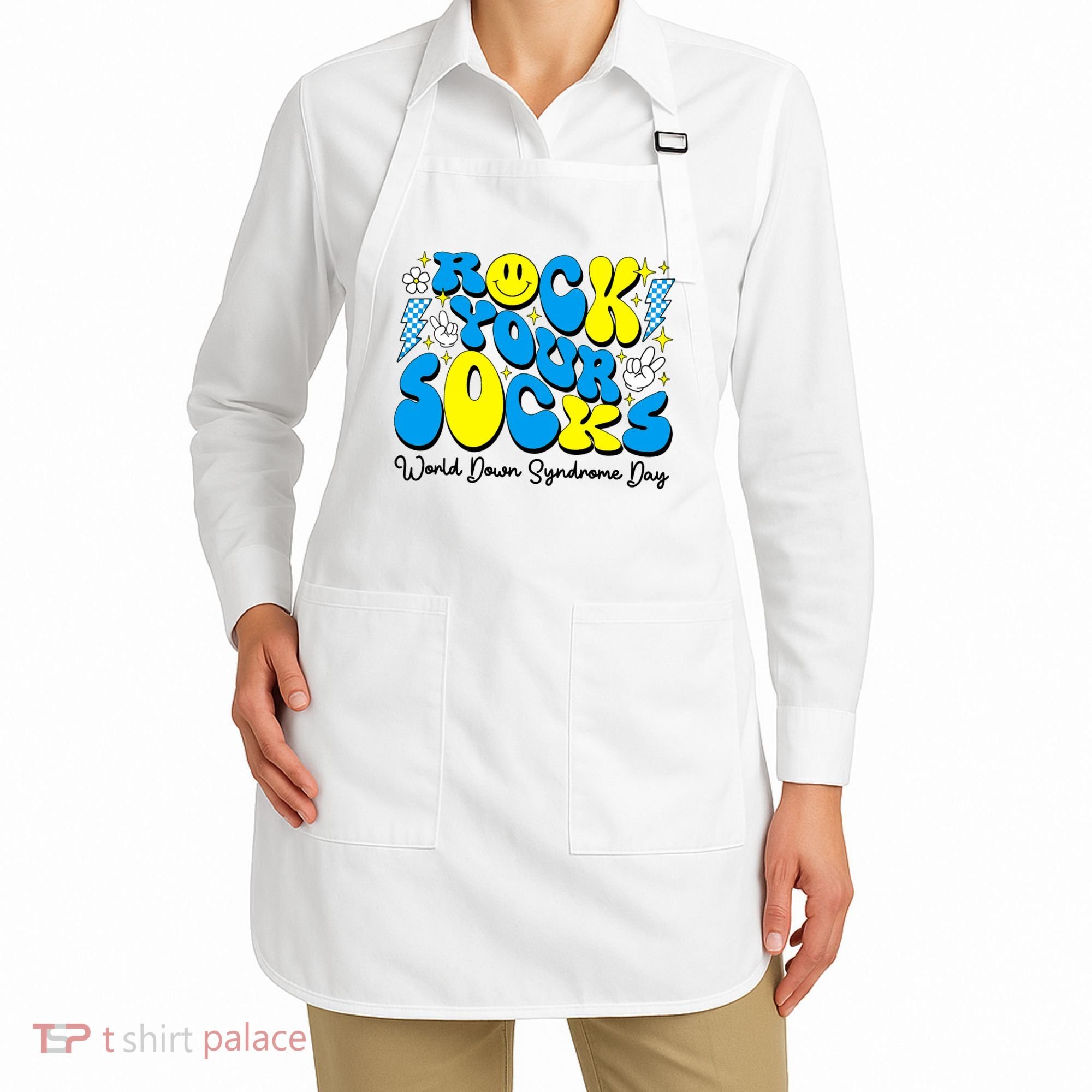 Groovy Rock Your Socks World Down Syndrome Awareness Day Apron