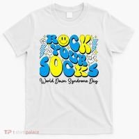 Groovy Rock Your Socks World Down Syndrome Awareness Day T-Shirt thumb 0