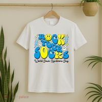 Groovy Rock Your Socks World Down Syndrome Awareness Day T-Shirt thumb 2