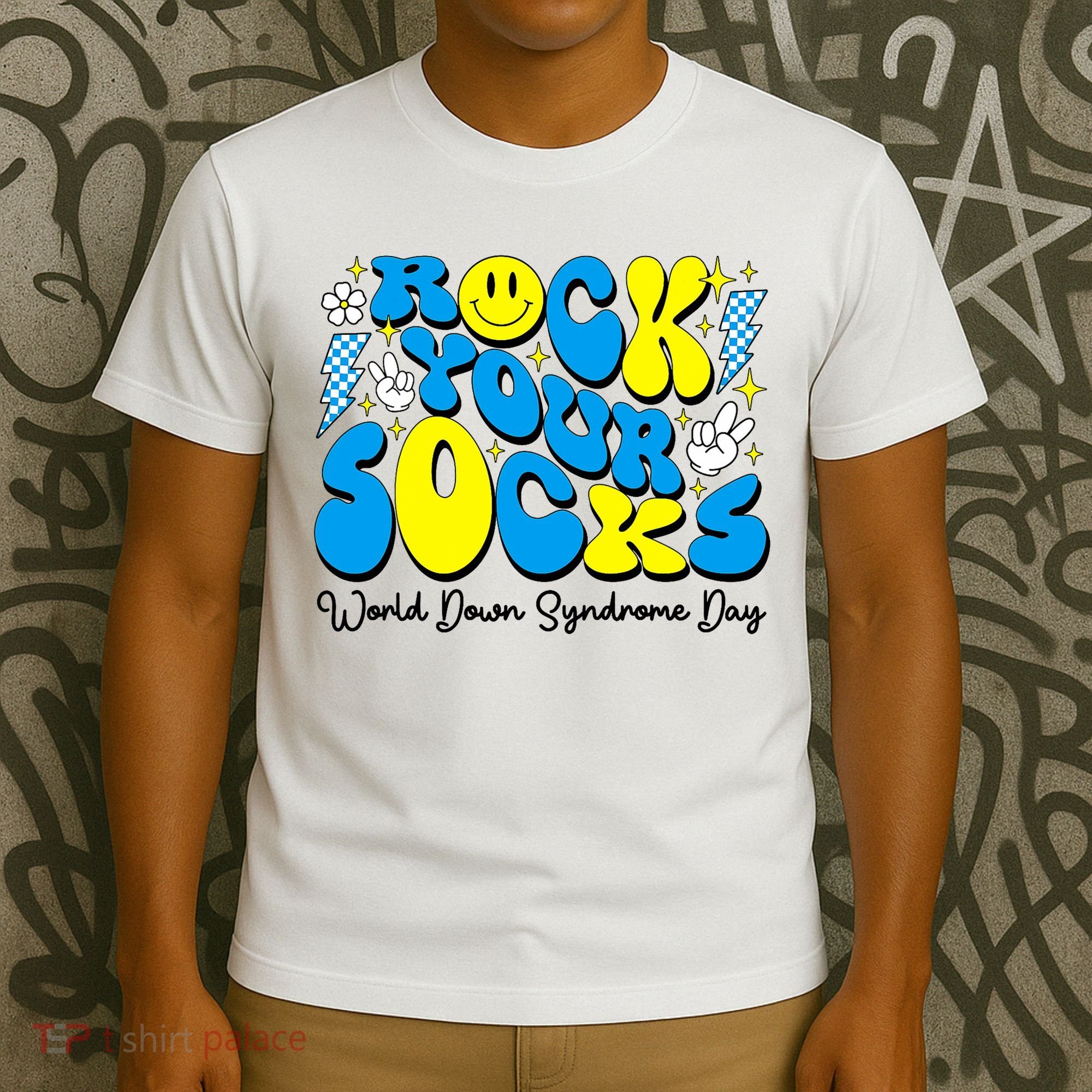 Groovy Rock Your Socks World Down Syndrome Awareness Day T-Shirt