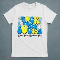 Groovy Rock Your Socks World Down Syndrome Awareness Day T-Shirt thumb 5