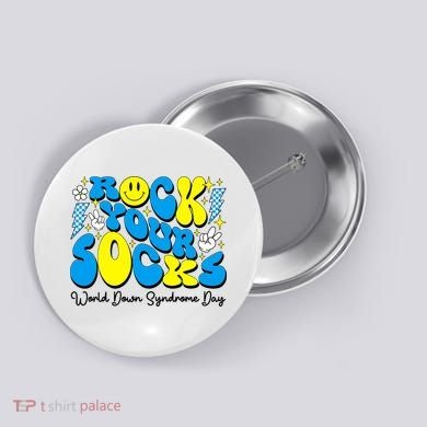 Groovy Rock Your Socks World Down Syndrome Awareness Day Button