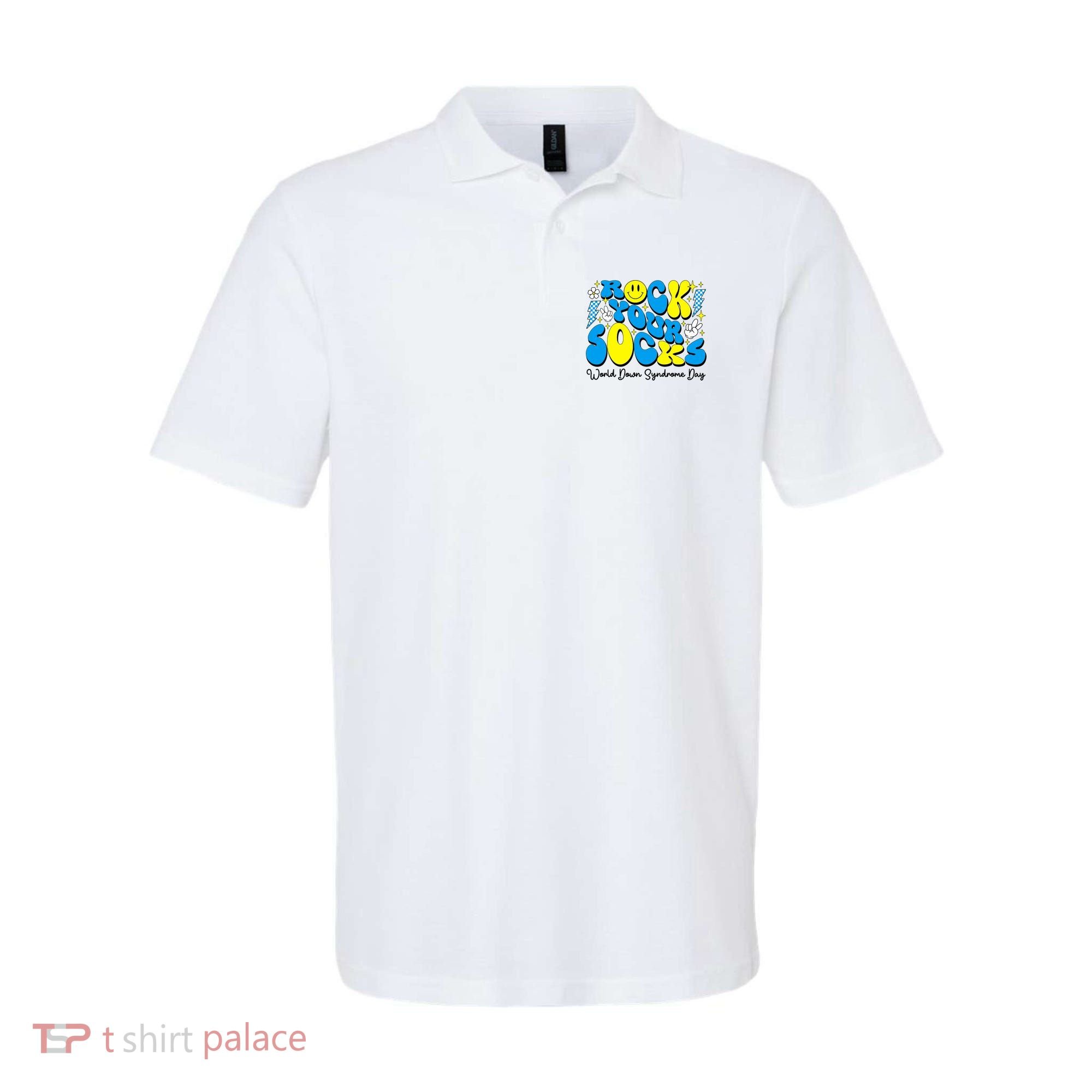 Groovy Rock Your Socks World Down Syndrome Awareness Day Polo