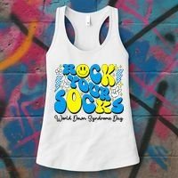 Groovy Rock Your Socks World Down Syndrome Awareness Day Women's Tank Top thumb 3
