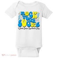 Groovy Rock Your Socks World Down Syndrome Awareness Day Baby Bodysuit thumb 0