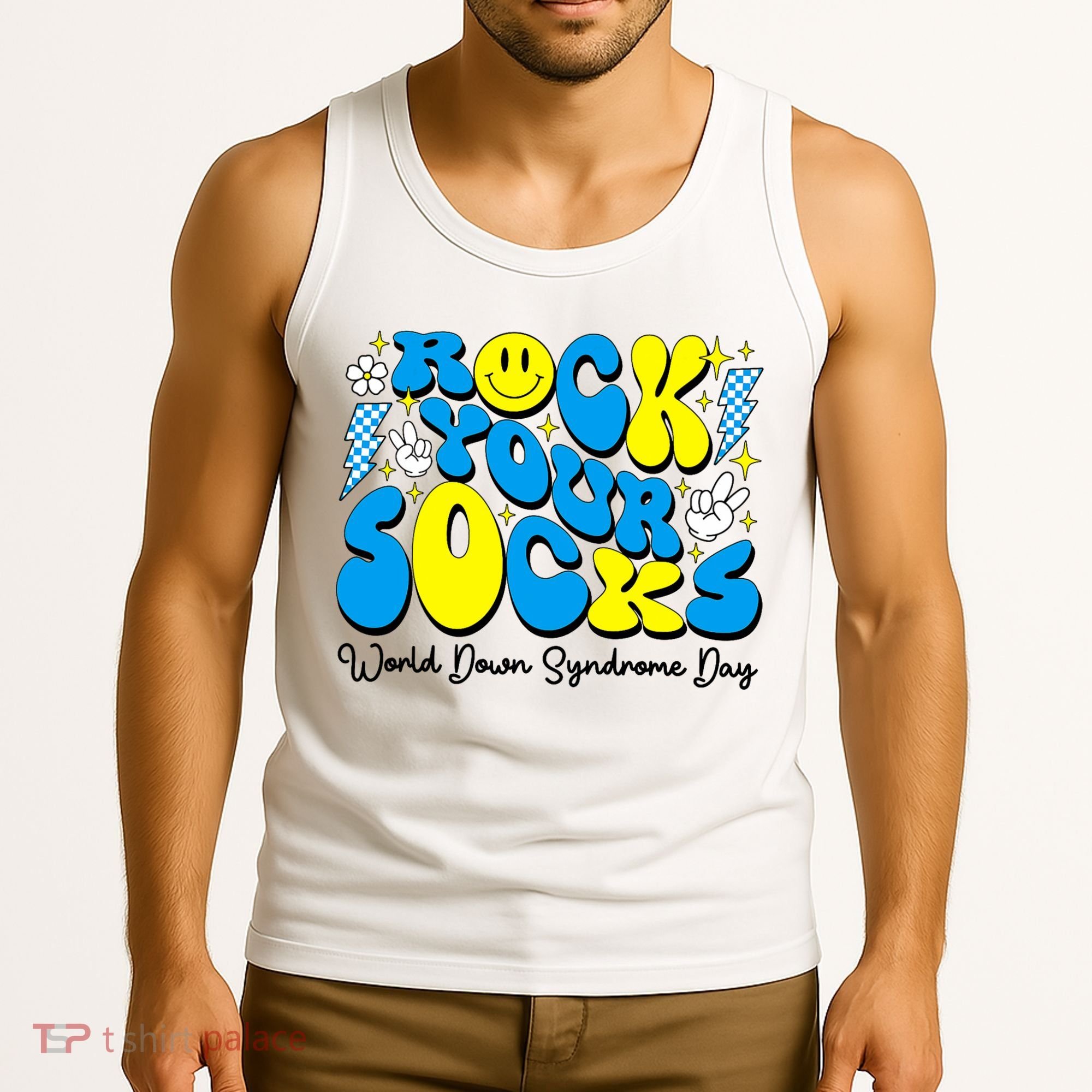 Groovy Rock Your Socks World Down Syndrome Awareness Day Tank Top