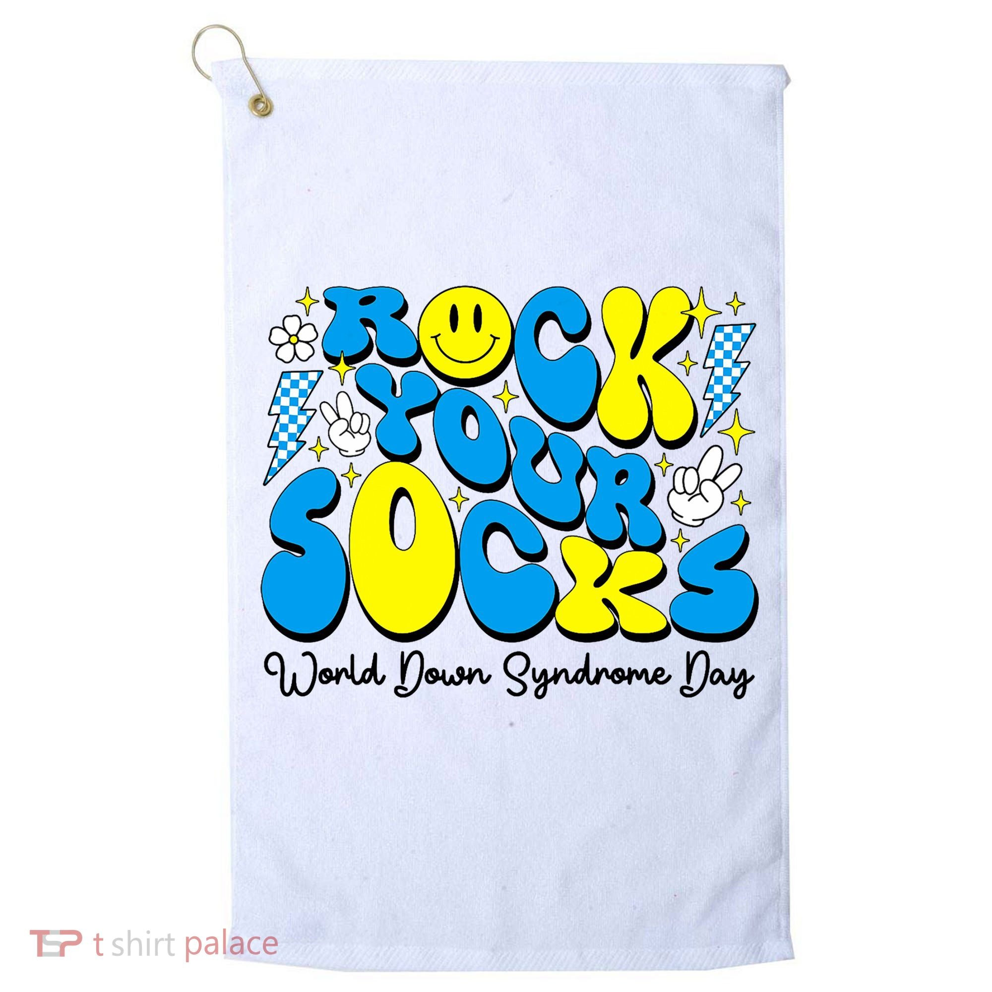 Groovy Rock Your Socks World Down Syndrome Awareness Day Golf Towel