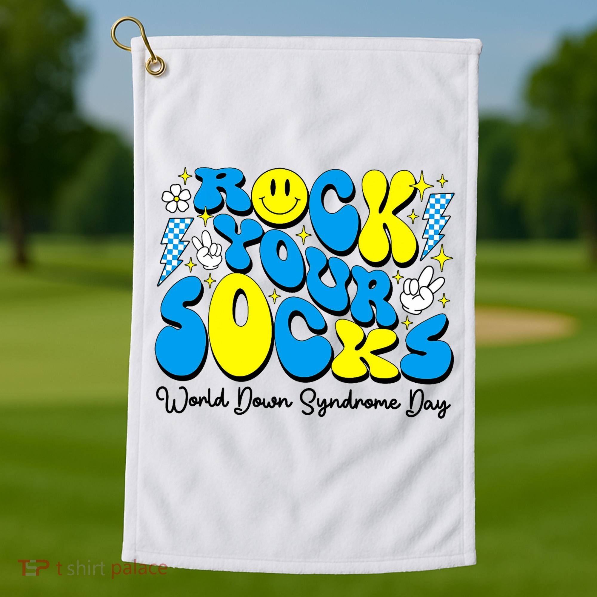 Groovy Rock Your Socks World Down Syndrome Awareness Day Golf Towel