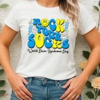 Groovy Rock Your Socks World Down Syndrome Awareness Day Women's T-Shirt thumb 2