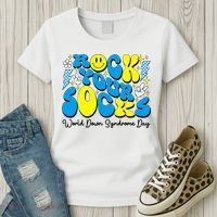 Groovy Rock Your Socks World Down Syndrome Awareness Day Women's T-Shirt thumb 3