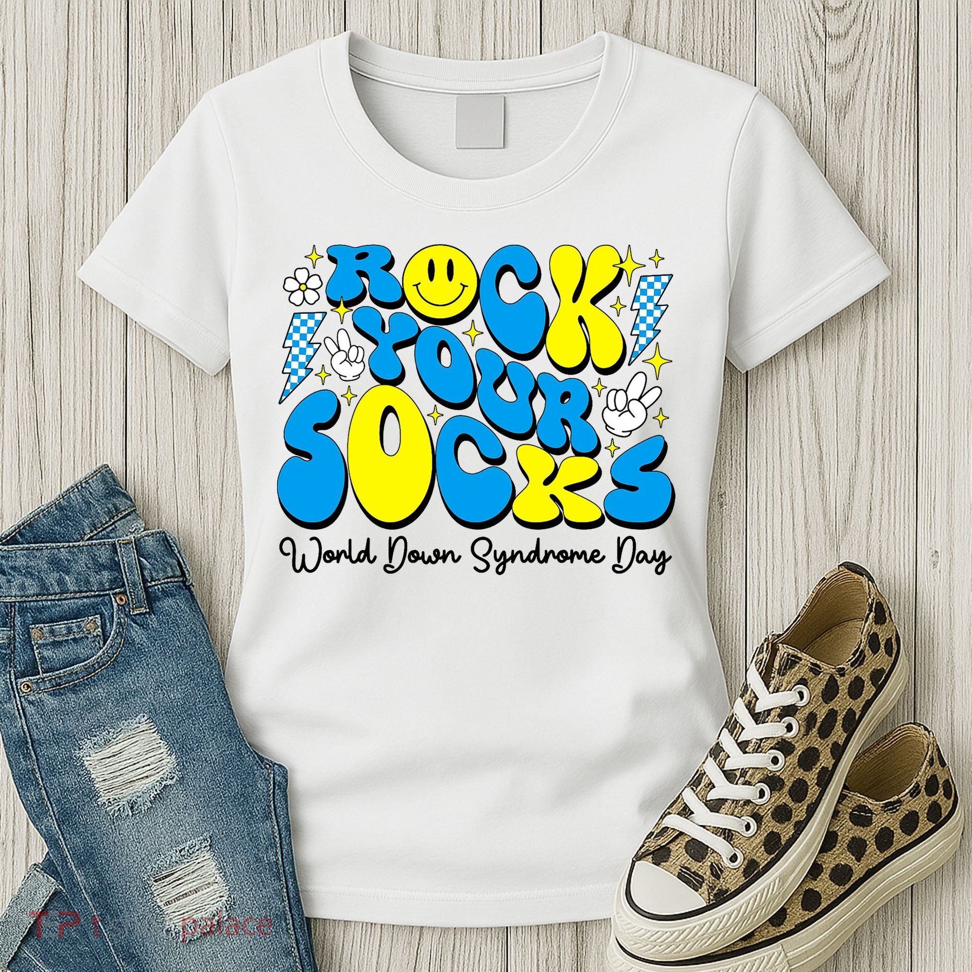 Groovy Rock Your Socks World Down Syndrome Awareness Day Women's T-Shirt