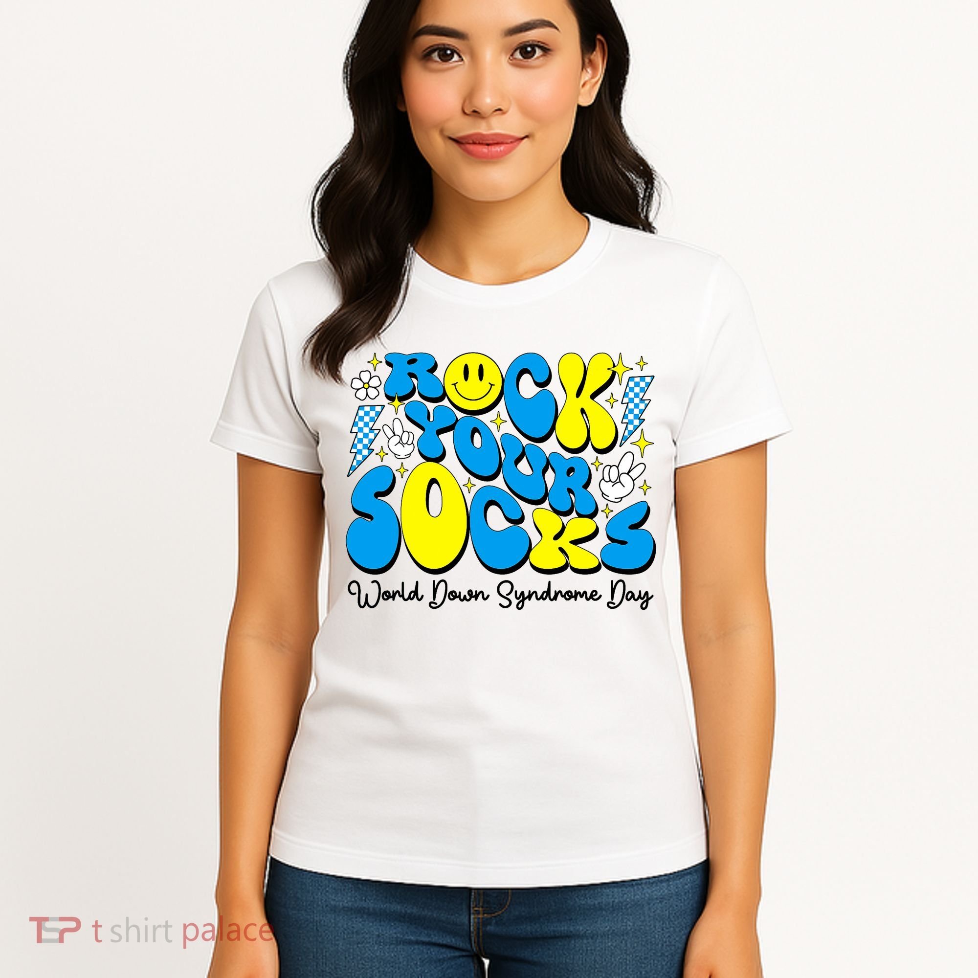 Groovy Rock Your Socks World Down Syndrome Awareness Day Women's T-Shirt