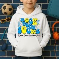 Groovy Rock Your Socks World Down Syndrome Awareness Day Kids Hoodie thumb 2