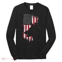 German Shepherd American Flag Usa Patriotic Dog Gift Long Sleeve Shirt thumb 0