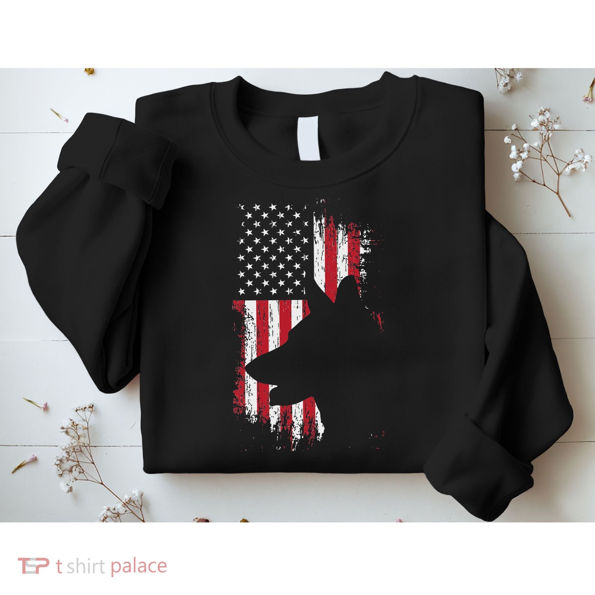 German Shepherd American Flag Usa Patriotic Dog Gift Sweatshirt