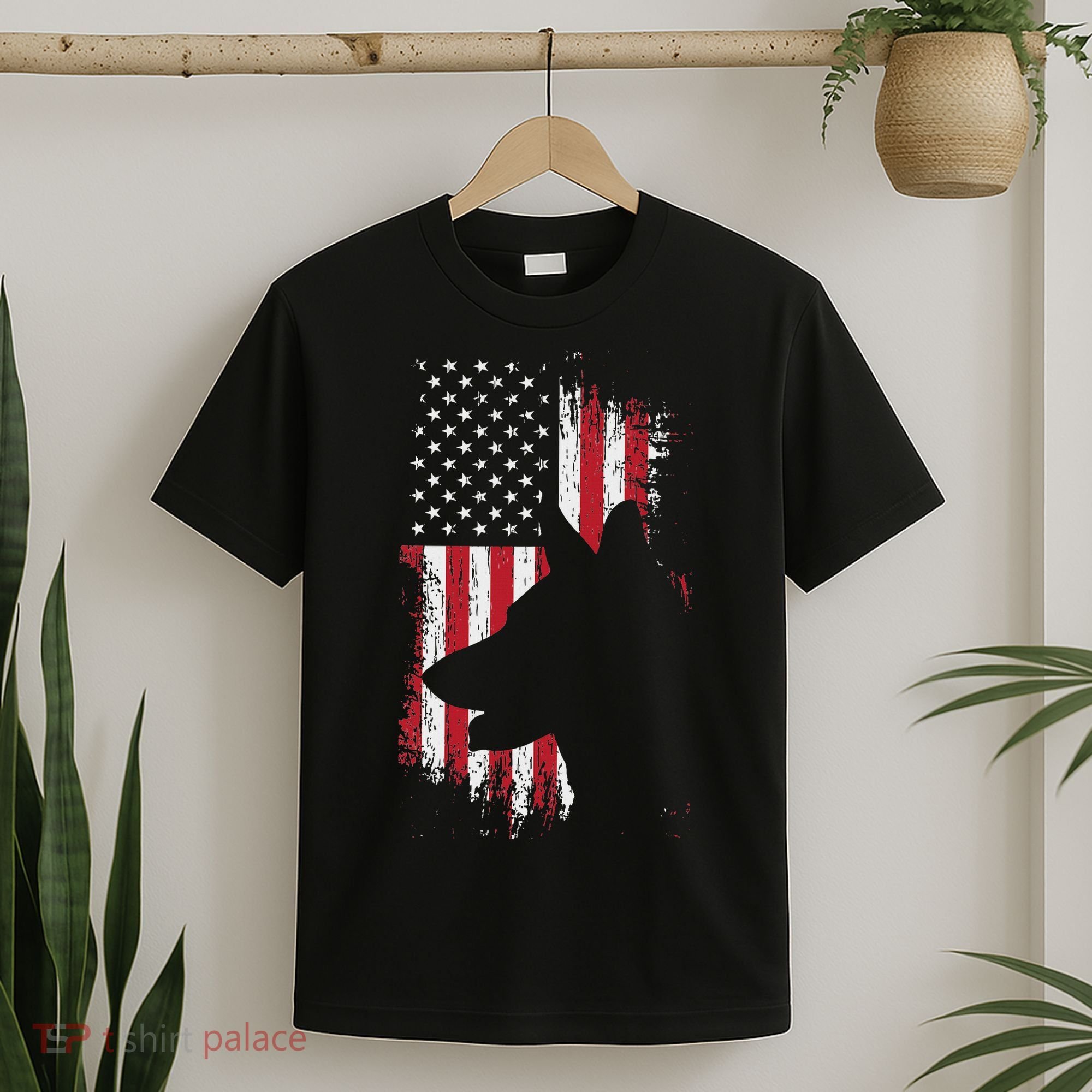German Shepherd American Flag Usa Patriotic Dog Gift T-Shirt