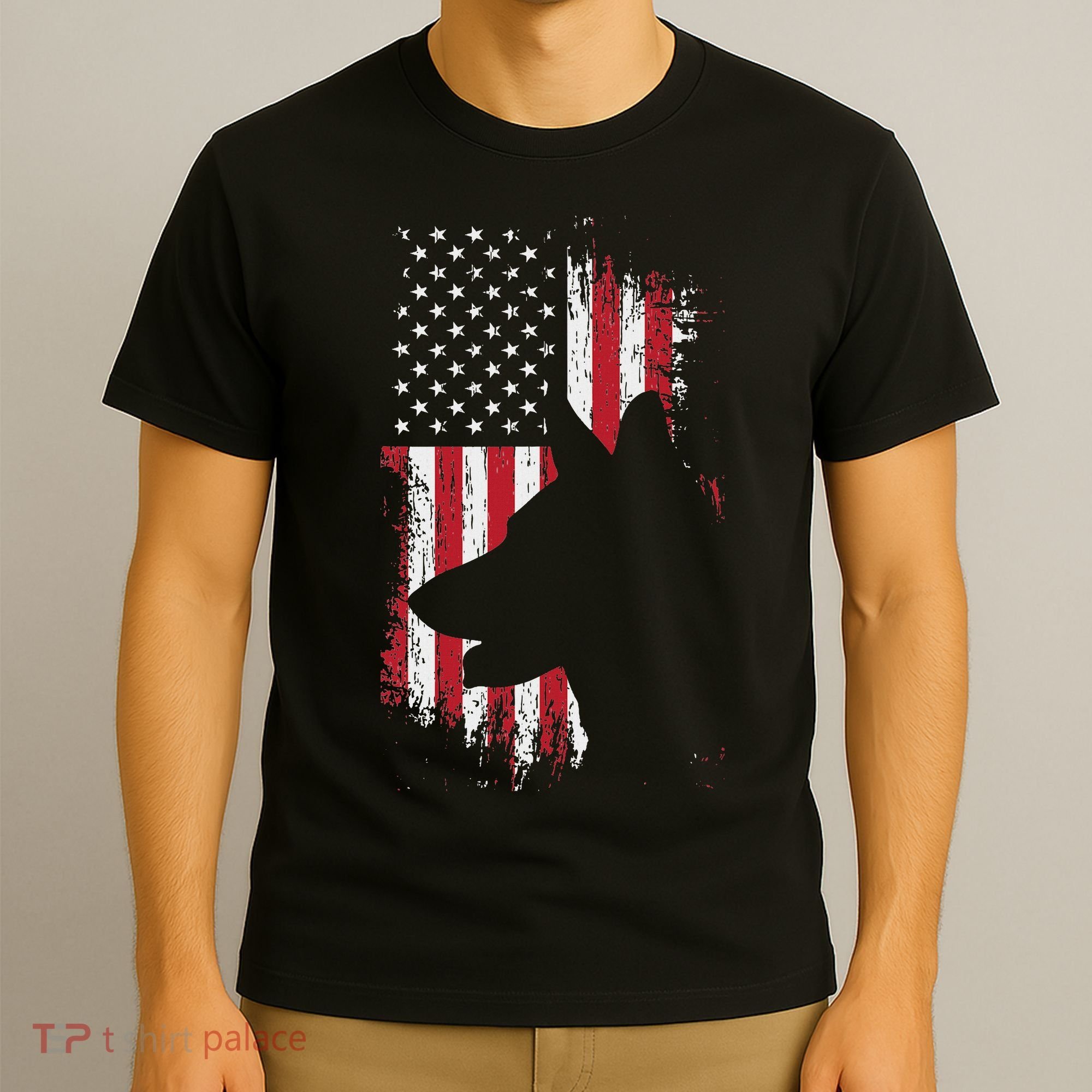 German Shepherd American Flag Usa Patriotic Dog Gift T-Shirt