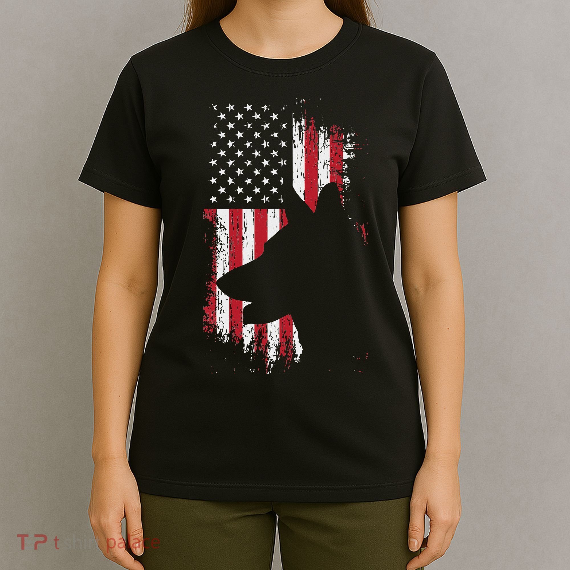 German Shepherd American Flag Usa Patriotic Dog Gift T-Shirt