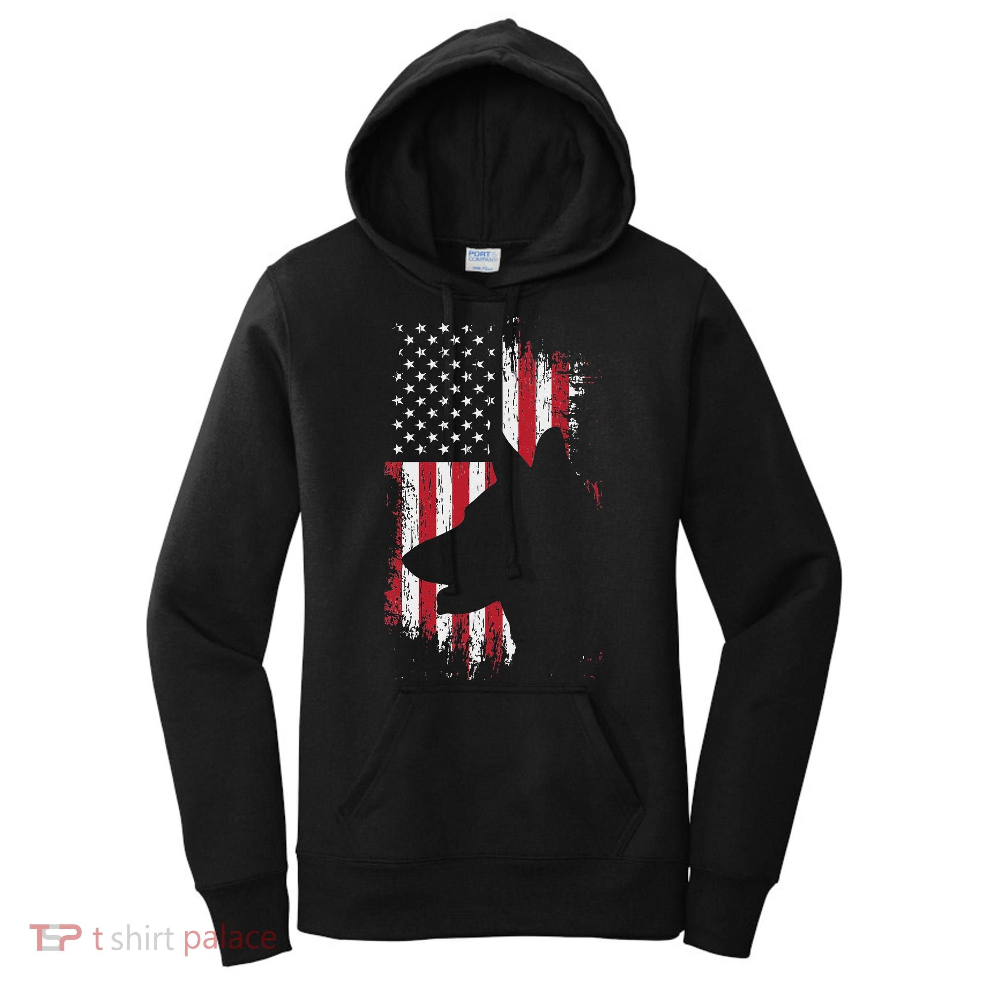 German Shepherd American Flag Usa Patriotic Dog Gift Women's Hoodie