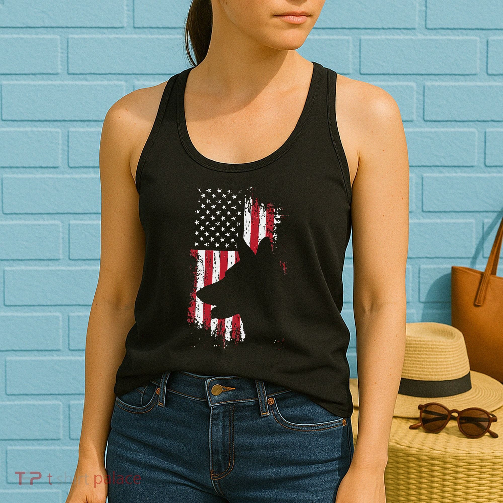 German Shepherd American Flag Usa Patriotic Dog Gift Women's Tank Top