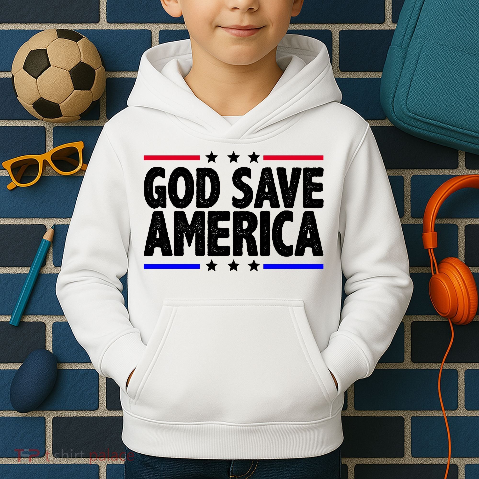 God Save America Political Election Kids Hoodie