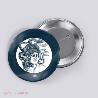 Greek Snakes Ancient Greece Mythology Gothic Goddess Button