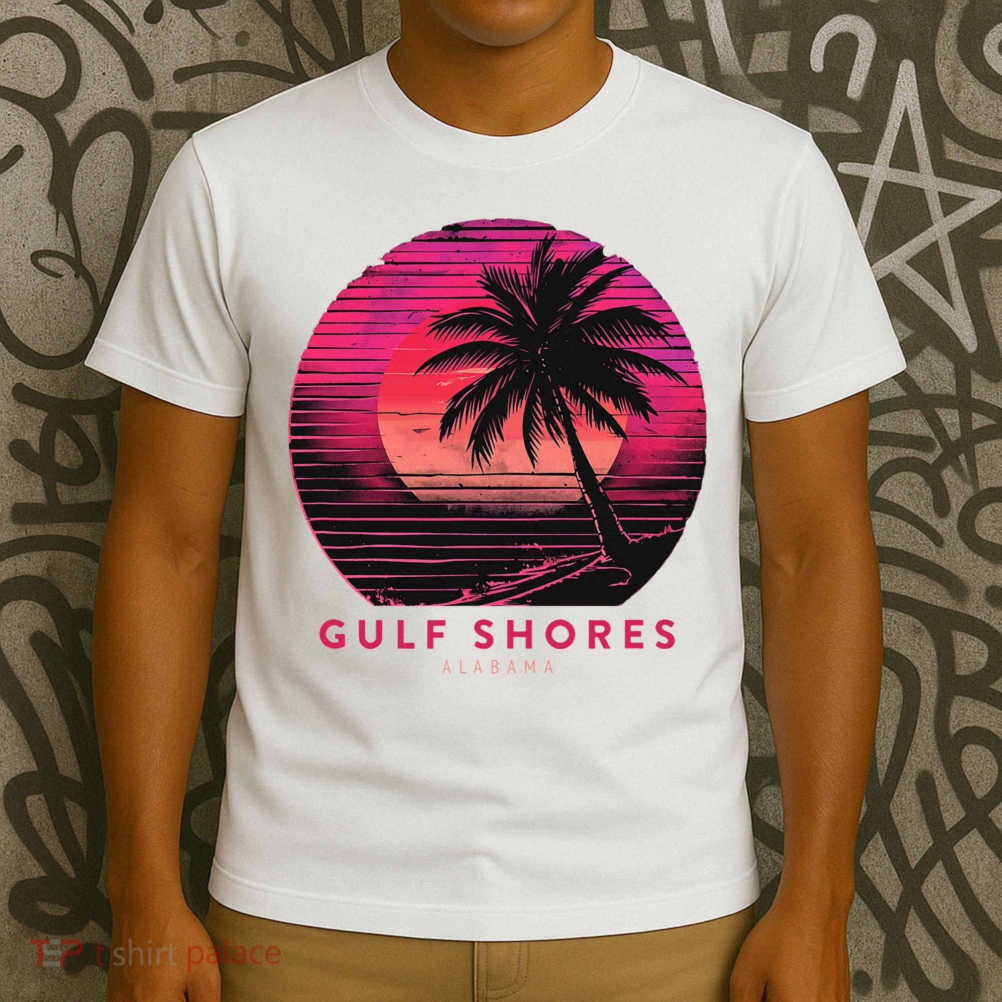 Gulf Shores Alabama Vintage Summer Vacation Retro Palm Trees T-Shirt