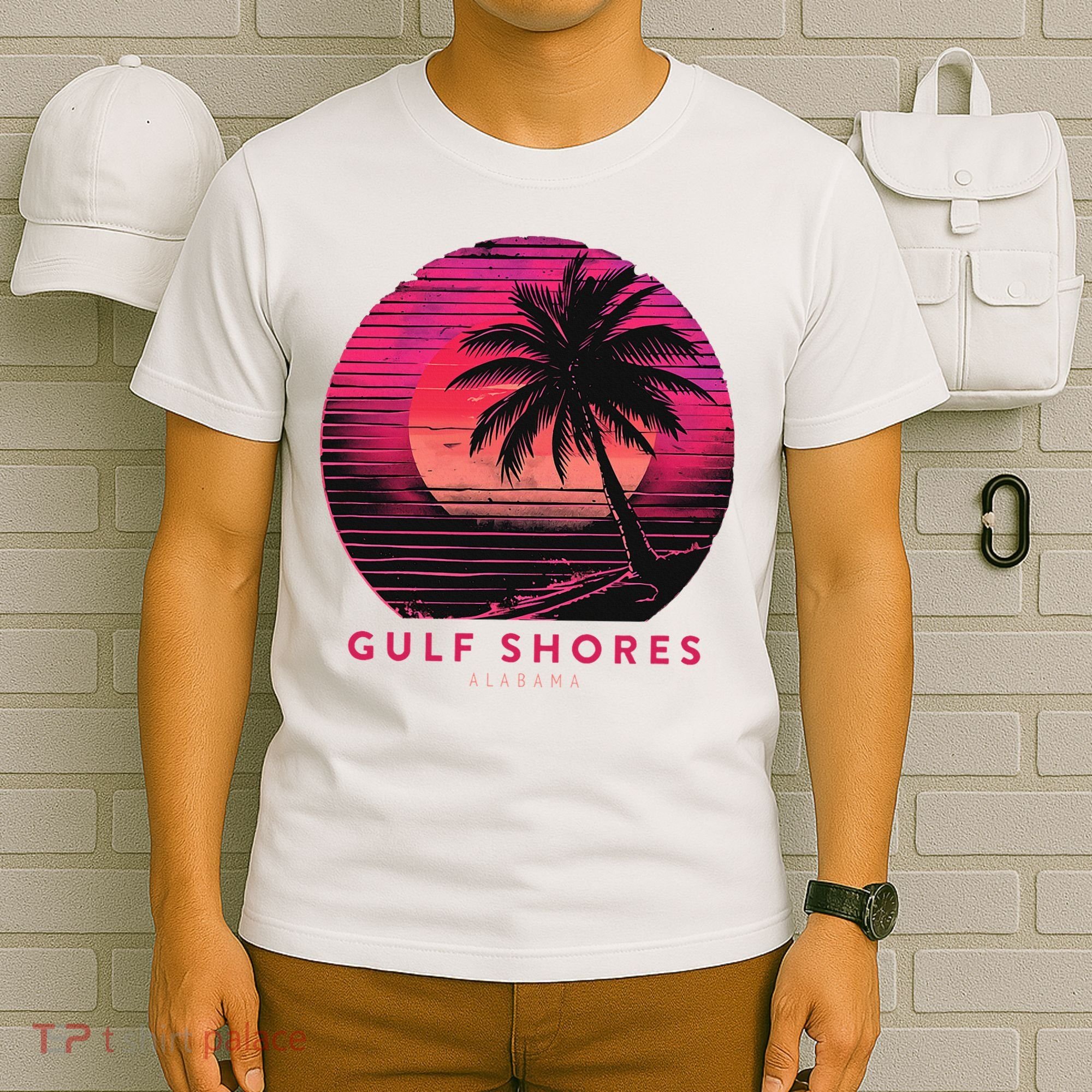 Gulf Shores Alabama Vintage Summer Vacation Retro Palm Trees T-Shirt