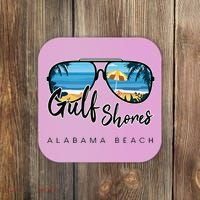 Gulf Shores Alabama Palm Tree Sunglasses Souvenir Coaster thumb 0