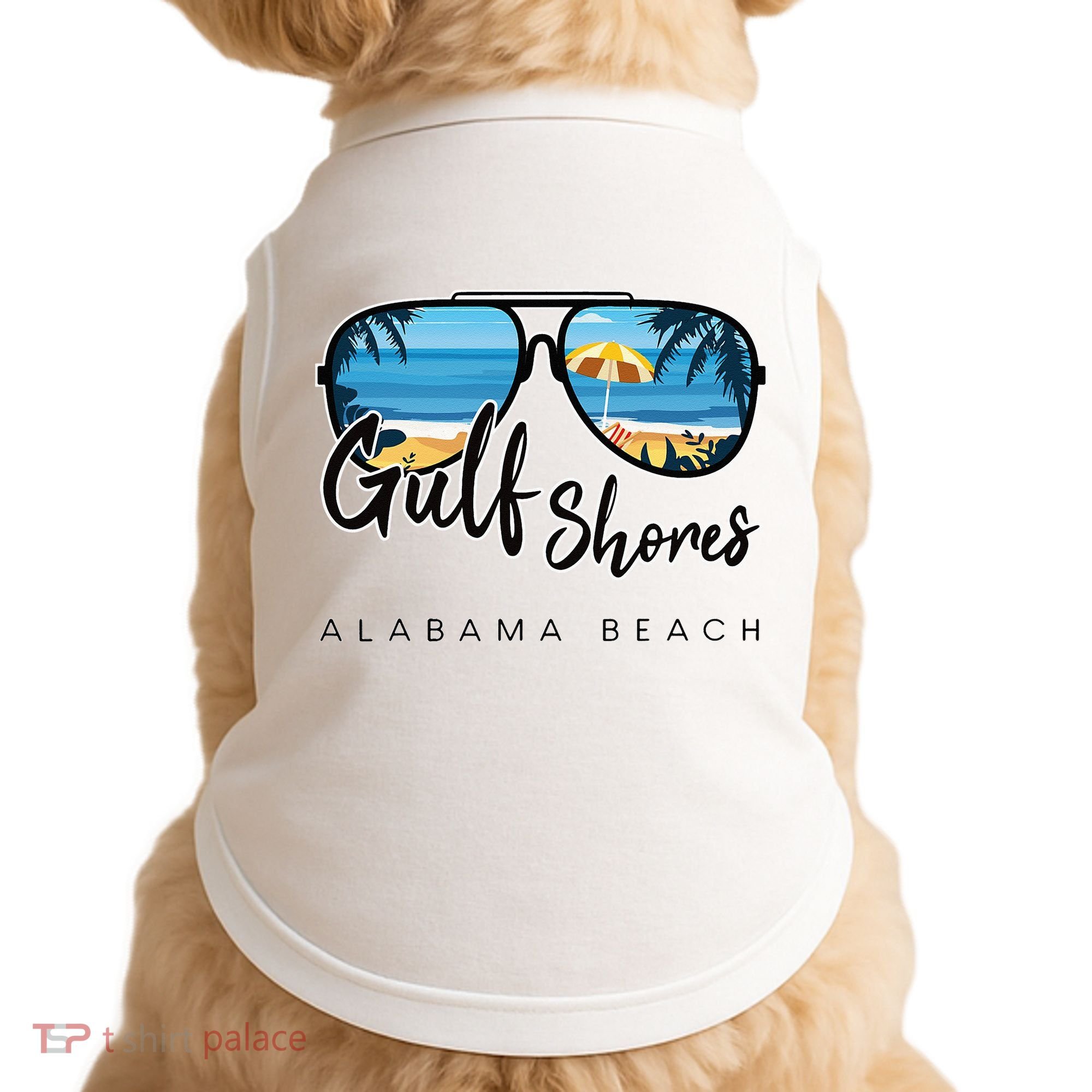 Gulf Shores Alabama Palm Tree Sunglasses Souvenir Doggie Tank