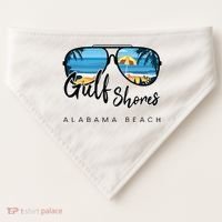 Gulf Shores Alabama Palm Tree Sunglasses Souvenir USA-Made Doggie Bandana thumb 0