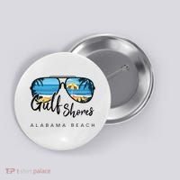 Gulf Shores Alabama Palm Tree Sunglasses Souvenir Button thumb 0