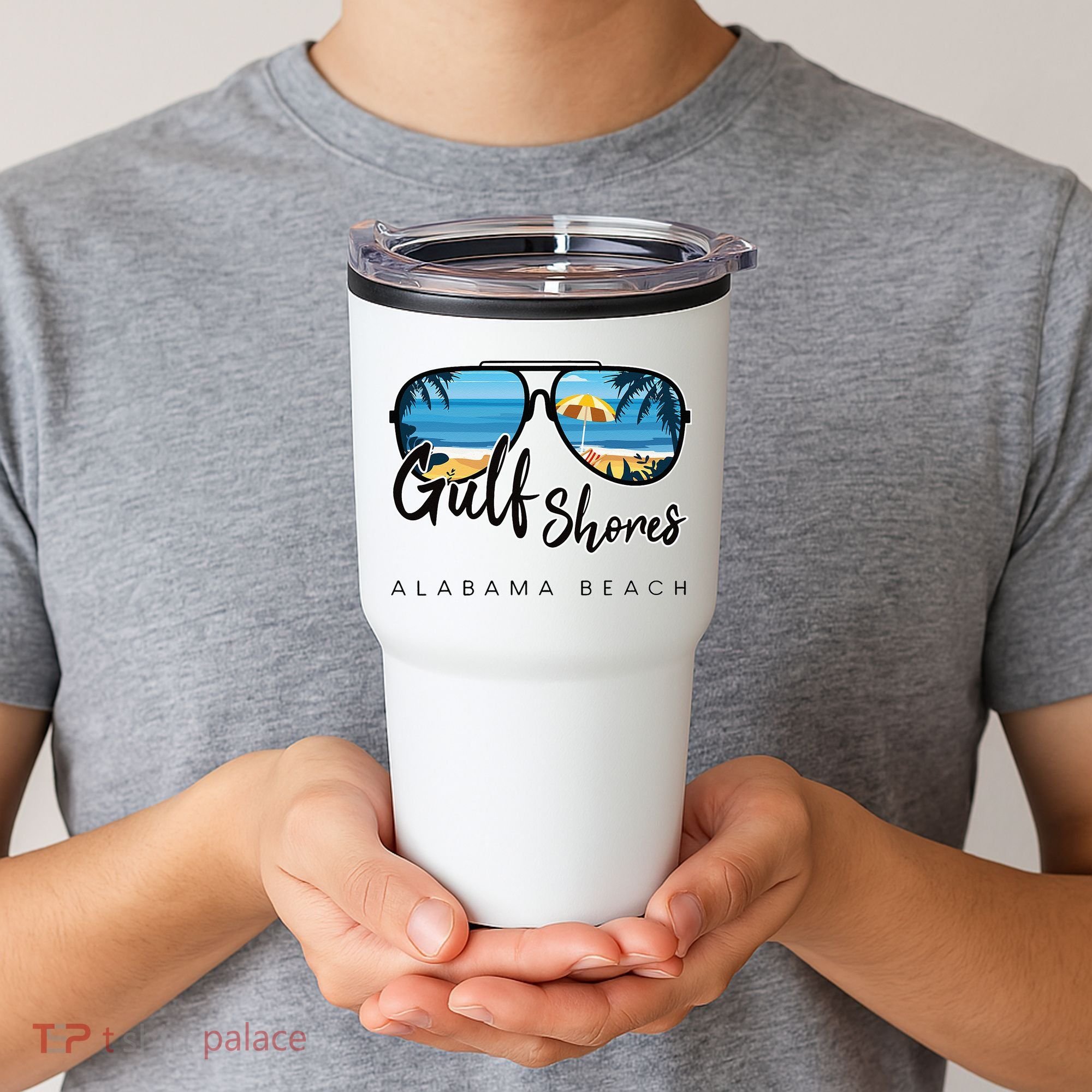 Gulf Shores Alabama Palm Tree Sunglasses Souvenir Tumbler