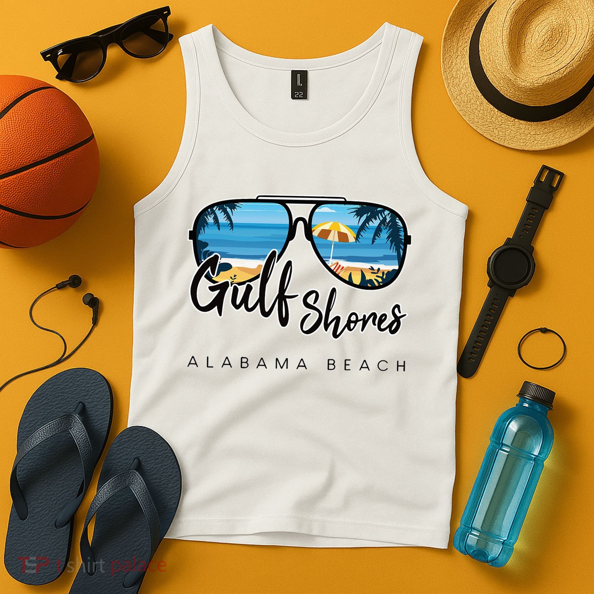 Gulf Shores Alabama Palm Tree Sunglasses Souvenir Tank Top
