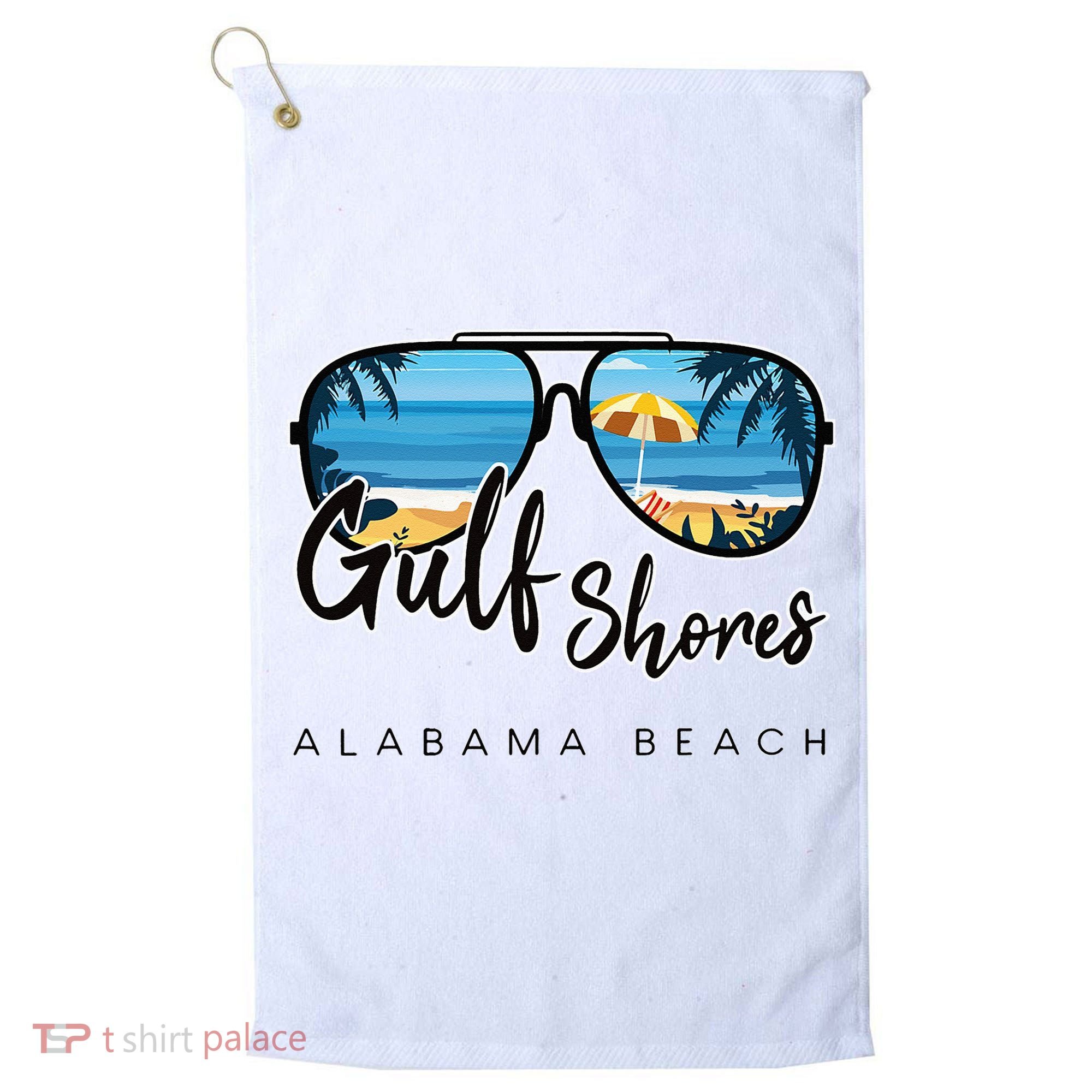 Gulf Shores Alabama Palm Tree Sunglasses Souvenir Golf Towel