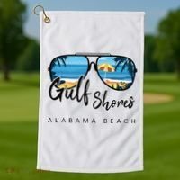 Gulf Shores Alabama Palm Tree Sunglasses Souvenir Golf Towel thumb 1