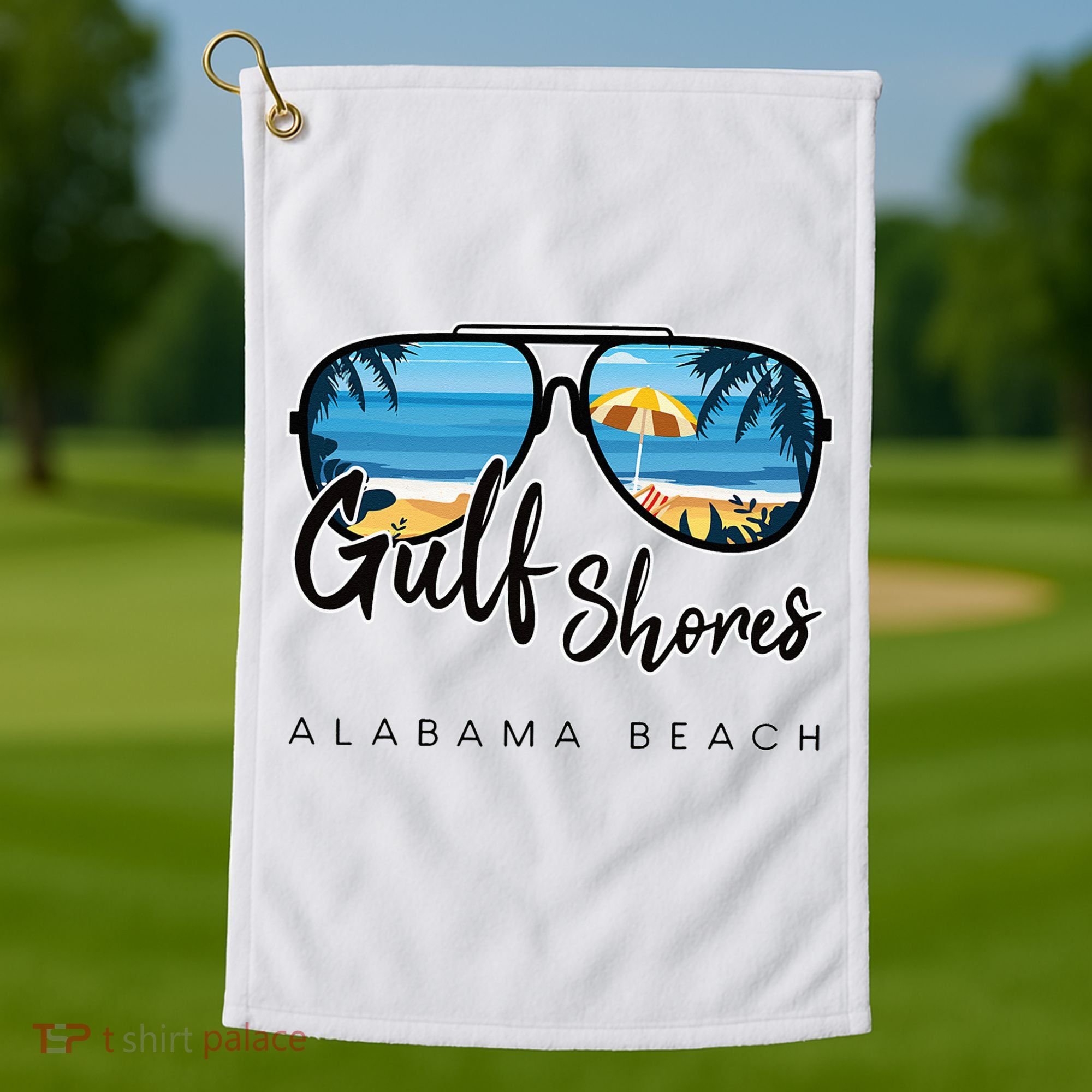 Gulf Shores Alabama Palm Tree Sunglasses Souvenir Golf Towel
