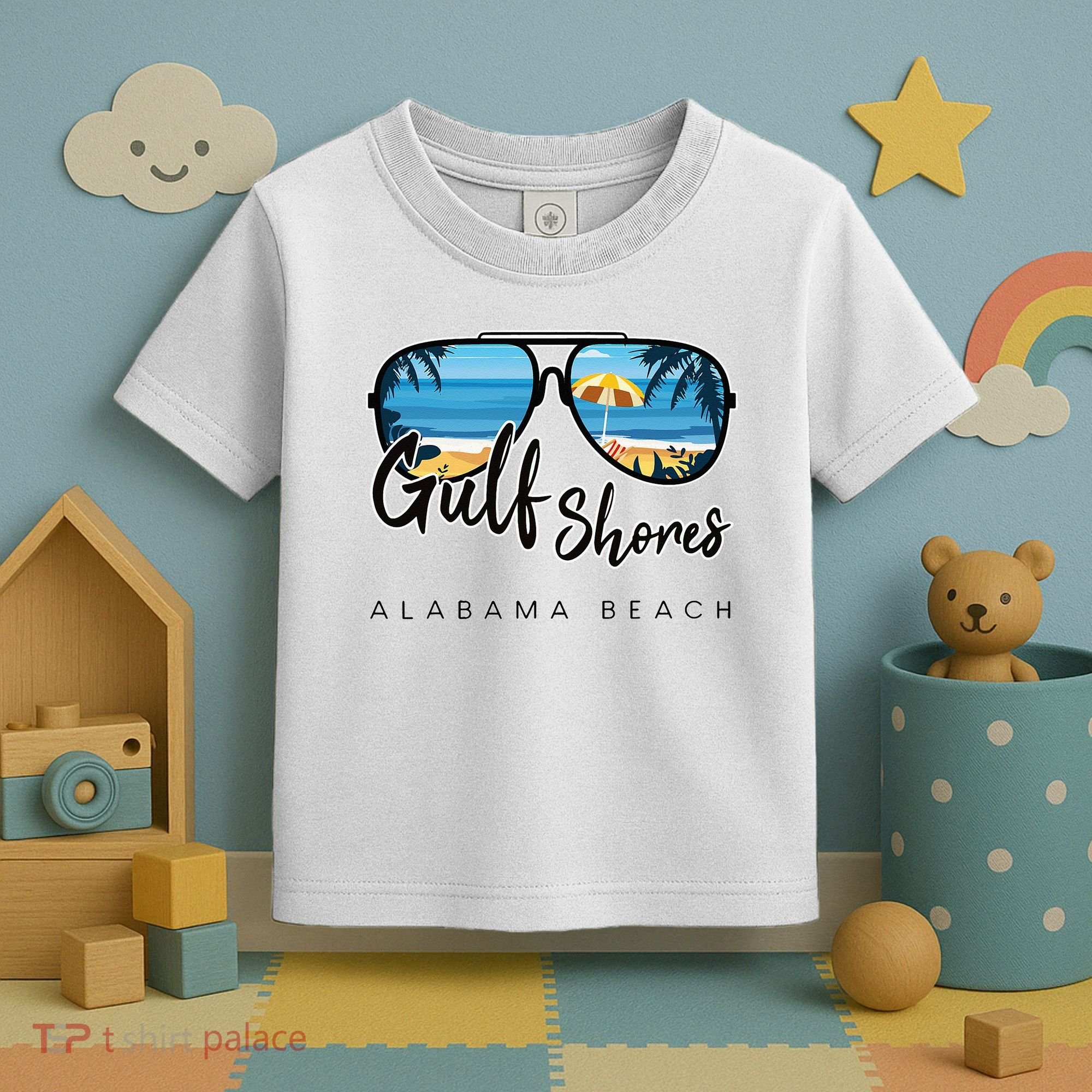 Gulf Shores Alabama Palm Tree Sunglasses Souvenir Toddler T-Shirt