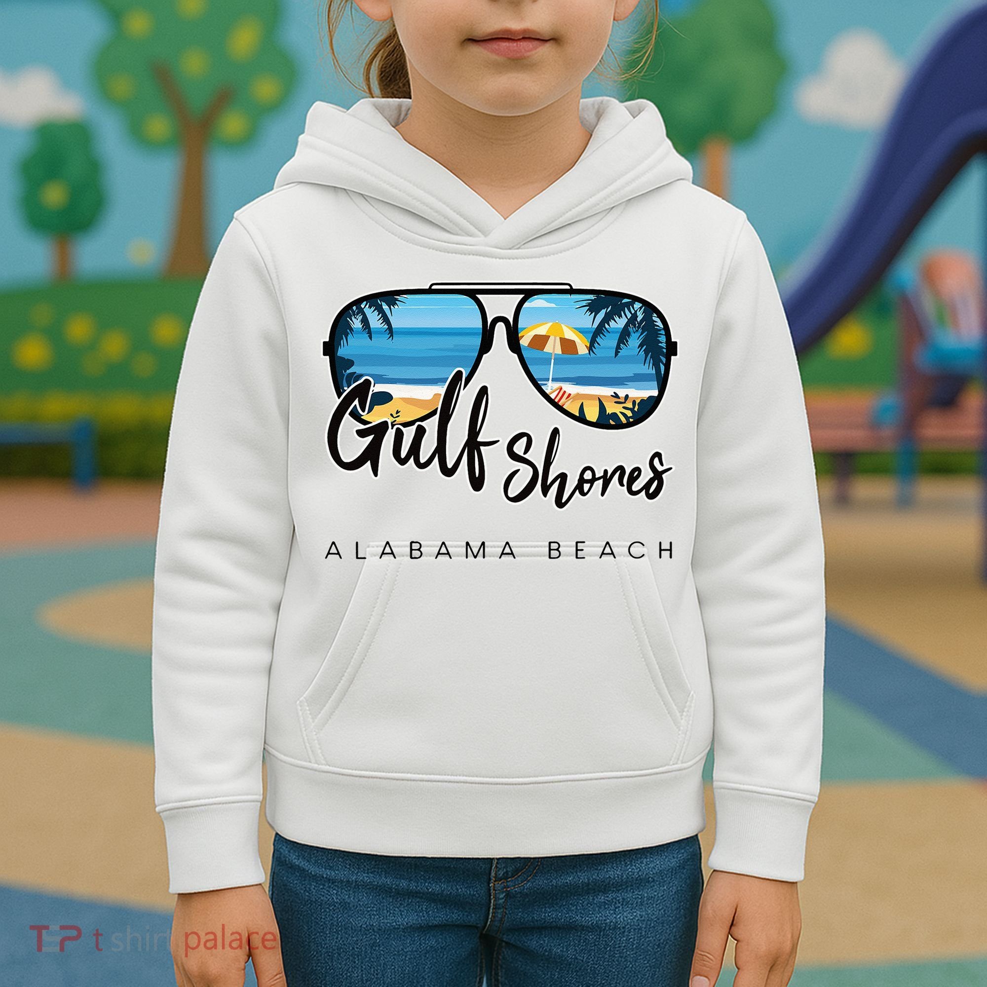 Gulf Shores Alabama Palm Tree Sunglasses Souvenir Kids Hoodie