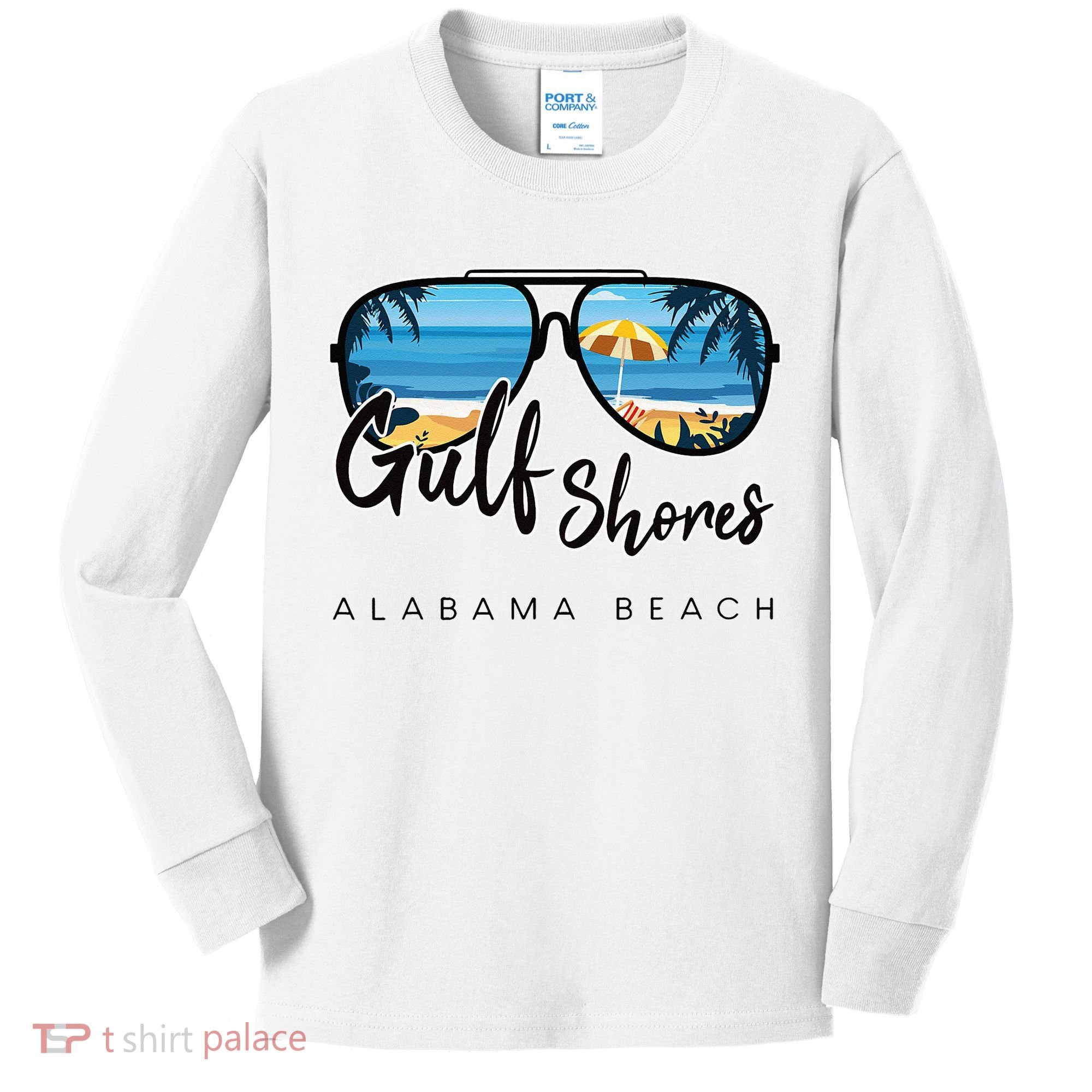 Gulf Shores Alabama Palm Tree Sunglasses Souvenir Kids Long Sleeve Shirt