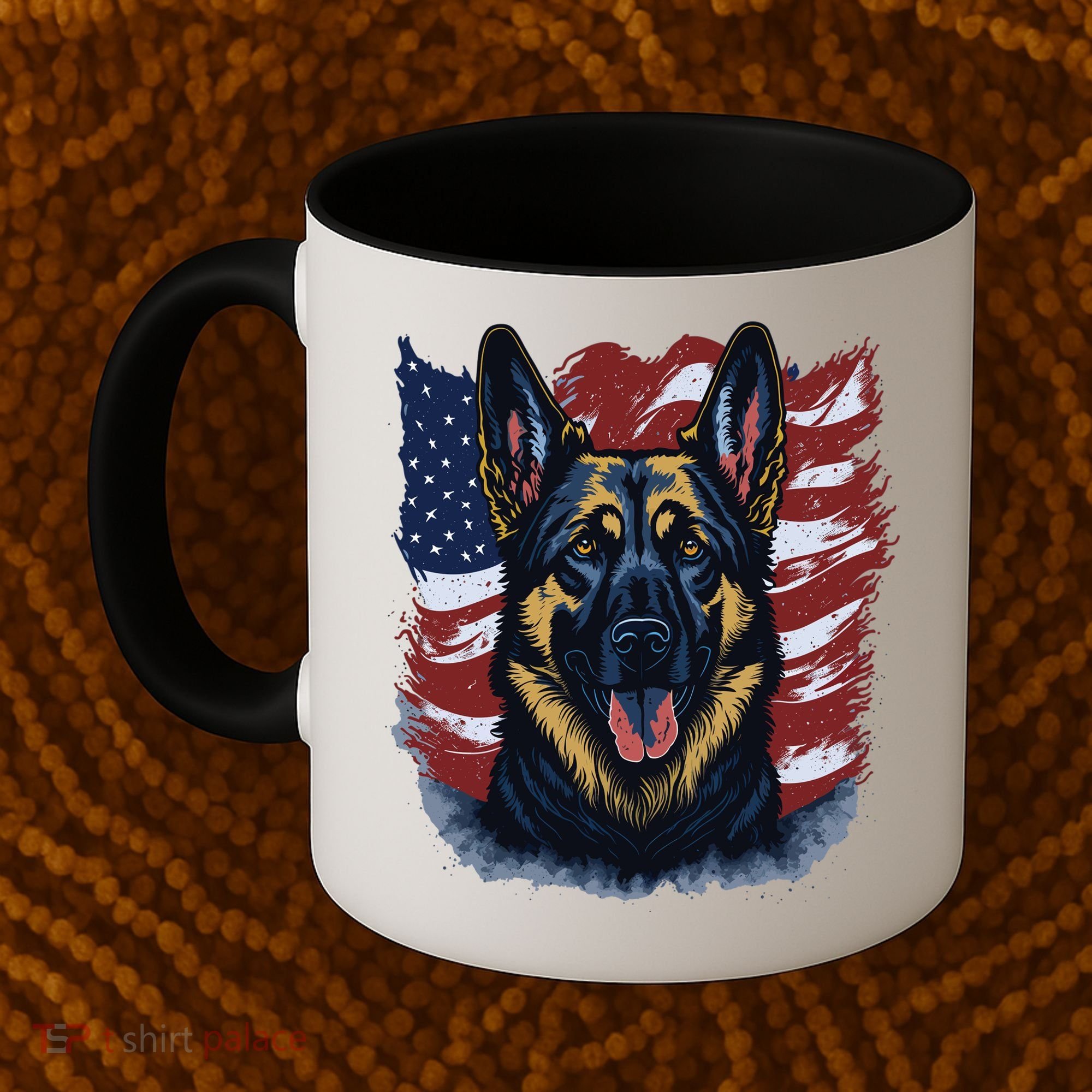 German Shepherd American Flag Usa Patriotic Dog Gift Coffee Mug