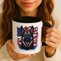 German Shepherd American Flag Usa Patriotic Dog Gift Coffee Mug thumb 3
