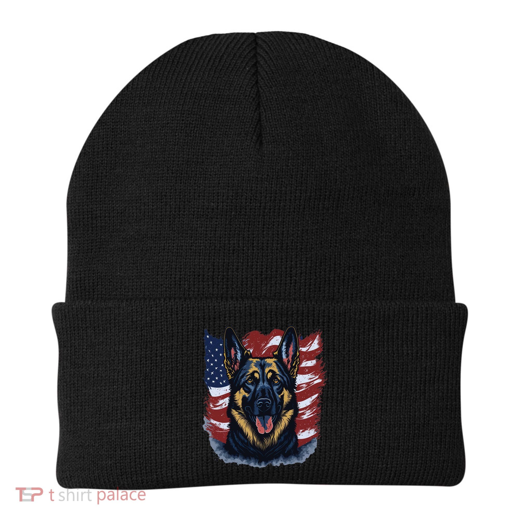 German Shepherd American Flag Usa Patriotic Dog Gift Beanie
