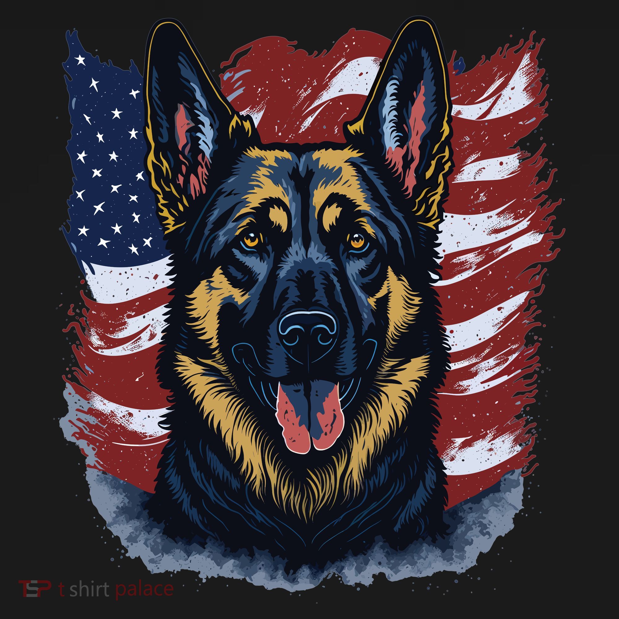 German Shepherd American Flag Usa Patriotic Dog Gift Women's Hoodie